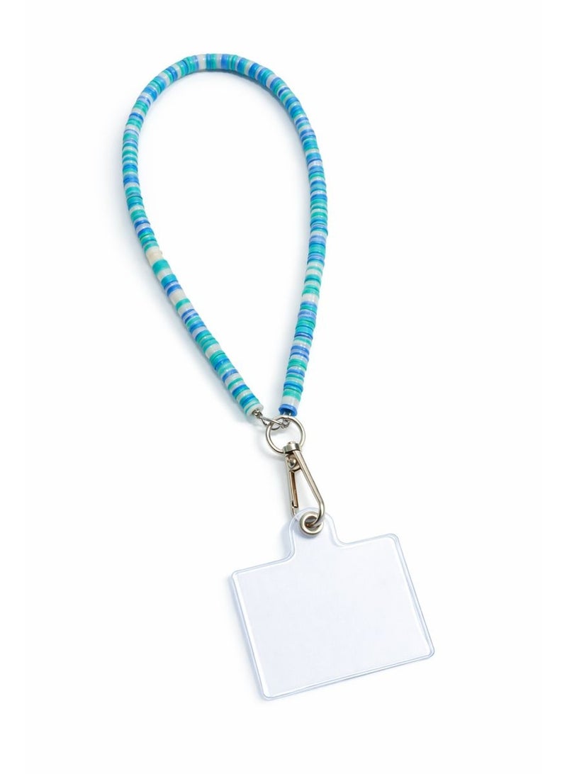 Universal Beaded Phone Lanyard Wrist Strap - Colorful Heishi Polymer Clay Mobile Chain - Anti-Lost Hand Holder with Transparent Patch for iPhone, Samsung, & All Smartphones - Trendy Boho Accessories - Image 1